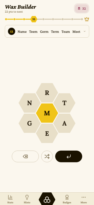 Spelling Hive gameplay in warm parchment theme